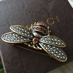 Gucci Gold and Black Bee Brooch